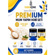 Fabrikone Premium Mum Yapım Hobi Seti - Soya Wax 250 gr - 2'li Toz Mum Boyası Seti - Mavi, Sarı BKFABSW2502MSR