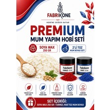 Fabrikone Premium Mum Yapım Hobi Seti - Soya Wax 250 gr - 2'li Toz Mum Boyası Seti - Kırmızı, Mavi BKFABSW2502KM