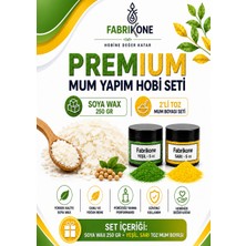 Fabrikone Premium Mum Yapım Hobi Seti - Soya Wax 250 gr - 2'li Toz Mum Boyası Seti - Yeşil, Sarı BKFABSW2502YSR