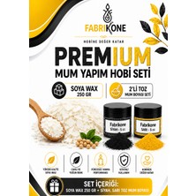 Fabrikone Premium Mum Yapım Hobi Seti - Soya Wax 250 gr - 2'li Toz Mum Boyası Seti - Siyah, Sarı BKFABSW2502SSR