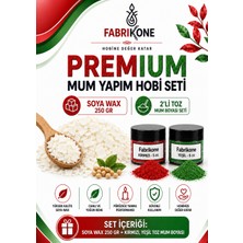 Fabrikone Premium Mum Yapım Hobi Seti - Soya Wax 250 gr - 2'li Toz Mum Boyası Seti - Kırmızı, Yeşil BKFABSW2502KY