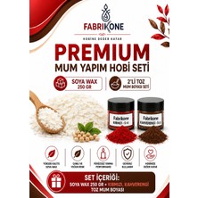 Fabrikone Premium Mum Yapım Hobi Seti - Soya Wax 250 gr - 2'li Toz Mum Boyası Seti - Kırmızı, Kahverengi BKFABSW2502KKH