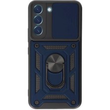 Negok Newface Samsung Galaxy S22 Kılıf Pars Lens Yüzüklü Silikon - Lacivert