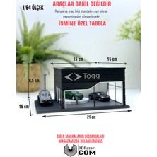 3dpazarıcom Butik 1/64 Ölçekli Togg Diorama Tasarımlı Siyah Renk Araç Sergileme Garajı 3D Baskı