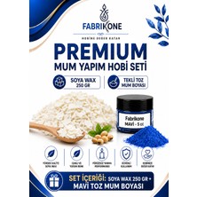 Fabrikone Premium Mum Yapım Hobi Seti - Soya Wax 250 gr - Tekli Toz Mum Boyası - Mavi BKFABSW2501M