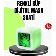 Sayarmarkt Gece Lambası Fonksiyonlu Renk Değiştiren LED Küp Dijital Saat