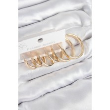 Negok Pirinç Halka Model Gold Renk Kadın Set Küpe