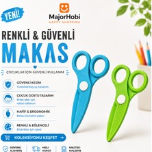 Major Hobi Çocuk Kağıt Makası 2’li Set – Güvenli Uçlu Renkli Makas - Mavi & Yeşil