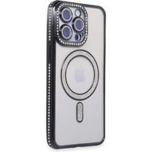 Buğlem Event 14 Pro Max Kılıf Joke Simli Magneticsafe Kılıf - Siyah