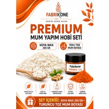Fabrikone Premium Mum Yapım Hobi Seti - Soya Wax 250 gr - Tekli Toz Mum Boyası - Turuncu BKFABSW2501T