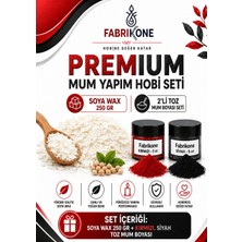 Fabrikone Premium Mum Yapım Hobi Seti - Soya Wax 250 gr - 2'li Toz Mum Boyası Seti - Kırmızı, Siyah BKFABSW2502KS