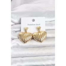 Nuvigo 316L Çelik Gold Renk Kalp Model Kadın Küpe TJ-BKP11827