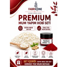 Fabrikone Premium Mum Yapım Hobi Seti - Soya Wax 250 gr - Tekli Toz Mum Boyası - Kırmızı BKFABSW2501K