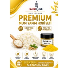 Fabrikone Premium Mum Yapım Hobi Seti - Soya Wax 250 gr - Tekli Toz Mum Boyası - Sarı BKFABSW2501SR