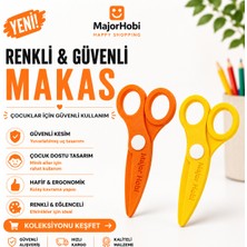 Major Hobi Çocuk Kağıt Makası 2’li Set – Güvenli Uçlu Renkli Makas - Sarı & Turuncu
