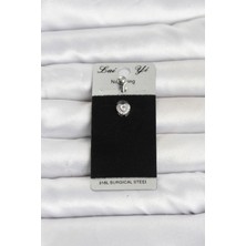 Clariss 316L Cerrahi Çelik Zirkon Taşlı Kalp Model Göbek Piercing