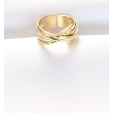 Negok Kalın Gold Renk Ayarlanabilir Yüzük