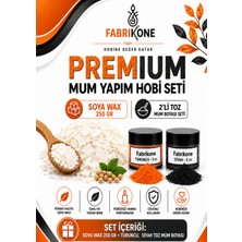 Fabrikone Premium Mum Yapım Hobi Seti - Soya Wax 250 gr - 2'li Toz Mum Boyası Seti - Turuncu, Siyah BKFABSW2502TS