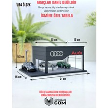 3dpazarıcom 3D Baskı 1/64 Ölçekli Siyah Renk Audi Showroom Tasarımlı Diorama Araç Sergileme Garajı
