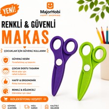 Major Hobi Çocuk Kağıt Makası 2’li Set – Güvenli Uçlu Renkli Makas - Mor & Yeşil