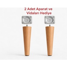 TURKISHRUG KINGDOM 2'li Ahşap Konik Ayak 18-30 cm Gürgen   Baza Ayağı Tv Ünitesi Ayağı Mobilya Ayağı