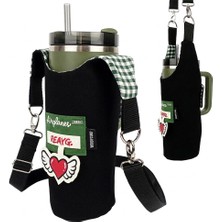 Woodycord El Yapımı Gabardin Matara Kılıfı Termos Çantası Kulplu Model Quencher Pipetli 1,18