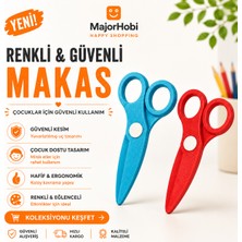 Major Hobi Çocuk Kağıt Makası 2’li Set – Güvenli Uçlu Renkli Makas - Kırmızı & Mavi