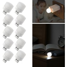 Nemere  USB Mini Top LED 10’lu Aydınlatma Beyaz Işıklı Gece Lambası, Enerji Tasarruflu Mikro LED Iş