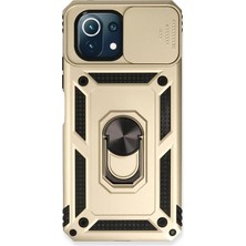 Nemere Mey Ithalat®   Mi 11 Lite Kılıf Pars Lens Yüzüklü Silikon - Gold