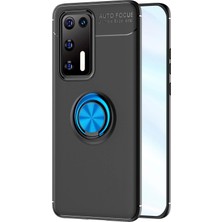 Nemere Mey Ithalat®  Huawei P40 Kılıf Range Yüzüklü Silikon - Siyah-Mavi