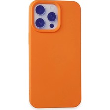 Nemere Mey Ithalat®  iPhone 15 Pro Max Kılıf Nano Içi Kadife Silikon - Turuncu