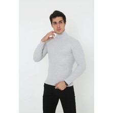 Beruflic Erkek Fitilli Kaşkorse Kumaş Boğazlı Full Likralı Slimfit Body - Gri