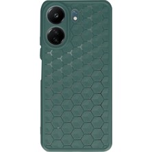 Nemere Mey Ithalat®   Redmi 13C Kılıf Petek Silikon Kapak - Koyu Yeşil