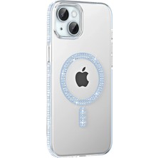 Nemere Mey Ithalat®   iPhone 14 Move Taşlı Magsafe Kapak - Mavi