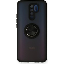 Nemere Mey Ithalat®   Redmi 9 Kılıf Montreal Yüzüklü Silikon Kapak - Siyah