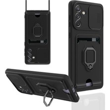 Nemere Mey Ithalat®  Samsung Galaxy A04S Kılıf Zuma Kartvizitli Yüzüklü Silikon - Siyah