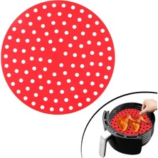 Sinerjim Yumurcak Shop® Siyah Isıya Dayanıklı Yıkanılabilir Silikon Fırın Ve Airfryer Yuvarlak Model Pişirme Matı 23 Cm
