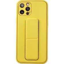 Zemira Home Newface Apple iPhone 12 Pro Kılıf Coco Deri Standlı Kapak - Sarı