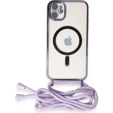Nemere Mey Ithalat®  iPhone 11 Kılıf Divo Lazer Askılı Magsafe Kapak - Lila