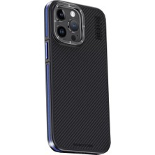 Zemira Home Joko Apple iPhone 15 Pro Max Kılıf Aramid 600D Kevlar Karbon Fiber Magsafe Kapak - Lacivert