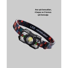Enco Store Sensörlü LED Kafa Lambası Kırmızı Beyaz Işık Ayarlanabilir
