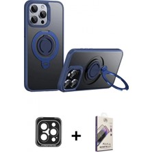 Marsilyan™- iPhone 15 Pro Max Kılıf Zirve Çizgi Prime - Siyah Bilvis 3D Mat Cam Ekran Koruyucu + Pvd Metal Kamera Lens - Sh