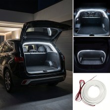Dukkanıum Araba Otomobil Ön Arka Bagaj Içi Aydınlatma Neon LED Şerit Kayar Modlu 12V 4 Metre Beyaz