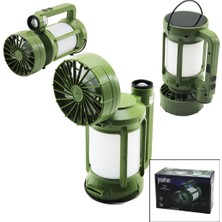 Enco Store 3in1=fan - 2-Fener Solar - USB Şarj Vantilatör - Kamp Lamba FENER:10W+5WFAN=90 Derece Oynar Baş-