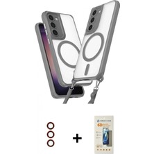 Marsilyan™- Galaxy S23 Plus Kılıf Atlas Doku Koleksiyonu - Siyah 6d Mat Seramik Hayalet Nano Ekran Koruyucu + Metal Kamera Lens - Kı