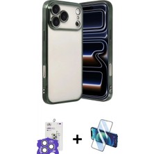 Marsilyan™- iPhone 17 Pro Max Kılıf Vadi Minimal - Siyah 3D Antistatik Seramik Nano Ekran Koruyucu + Bilvis Titan Kamera Lens - Gs