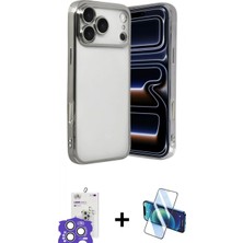 Marsilyan™- iPhone 17 Pro Max Kılıf Vadi Minimal - Siyah 3D Antistatik Seramik Nano Ekran Koruyucu + Bilvis Titan Kamera Lens - Gs