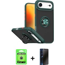 Marsilyan™- iPhone 17 Air Kılıf Yörünge Çizgi - Siyah 3D Antistatik Hayalet Cam Ekran Koruyucu + Raze Metal Kamera Lens - Gs