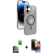 Marsilyan™- iPhone 16 Kılıf Nova Modern Prime - Siyah 3D Antistatik Mat Seramik Nano Ekran Koruyucu + Raze Metal Kamera Lens - Sh