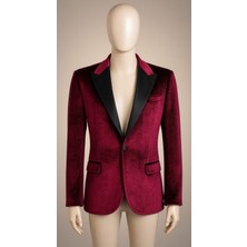 Wessi Slimfit Damatlık Ceket Bordo Renkli Erkekler İçin %20 Polyester %80 Viskon Şık Tasarım